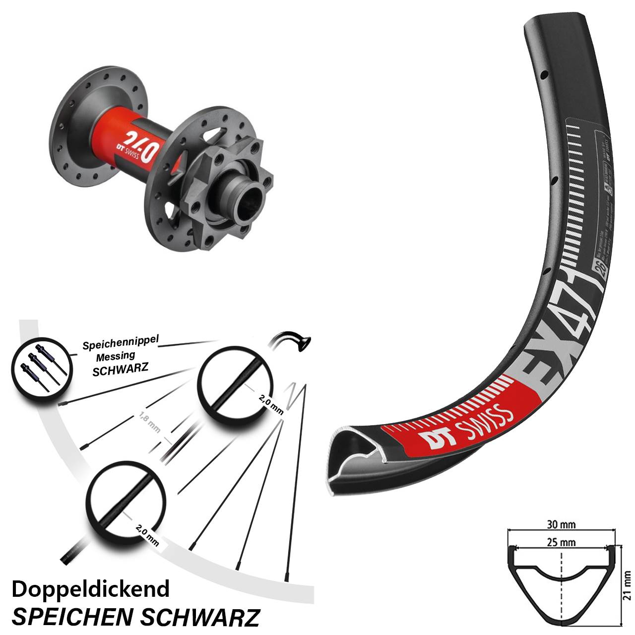 26 Zoll DT Swiss EX471-240 Disc Laufrad 15x110 Boost