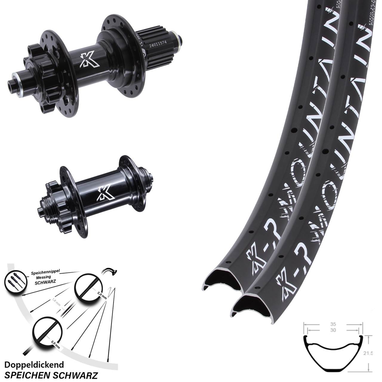 Disc Laufradsatz QR 29 Zoll KX-MR Mountain Shimano Micro Spline