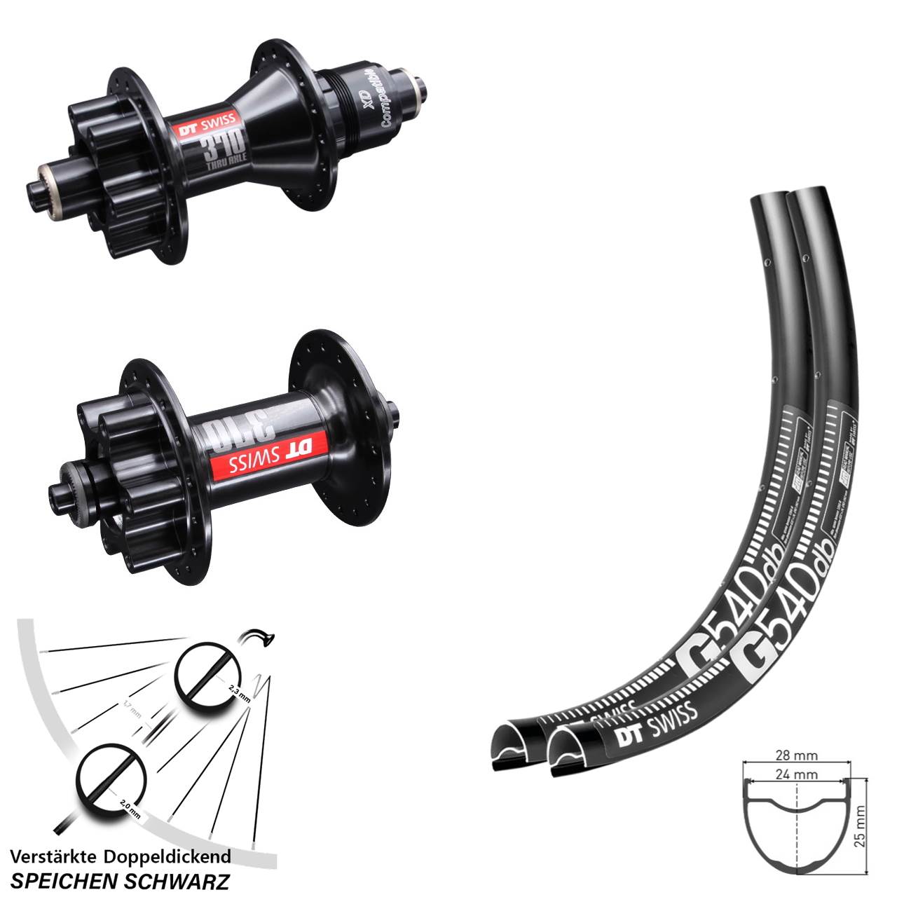 6-Loch Laufradsatz QR 29 Zoll DT Swiss G540 DT Swiss 370 SRAM XD