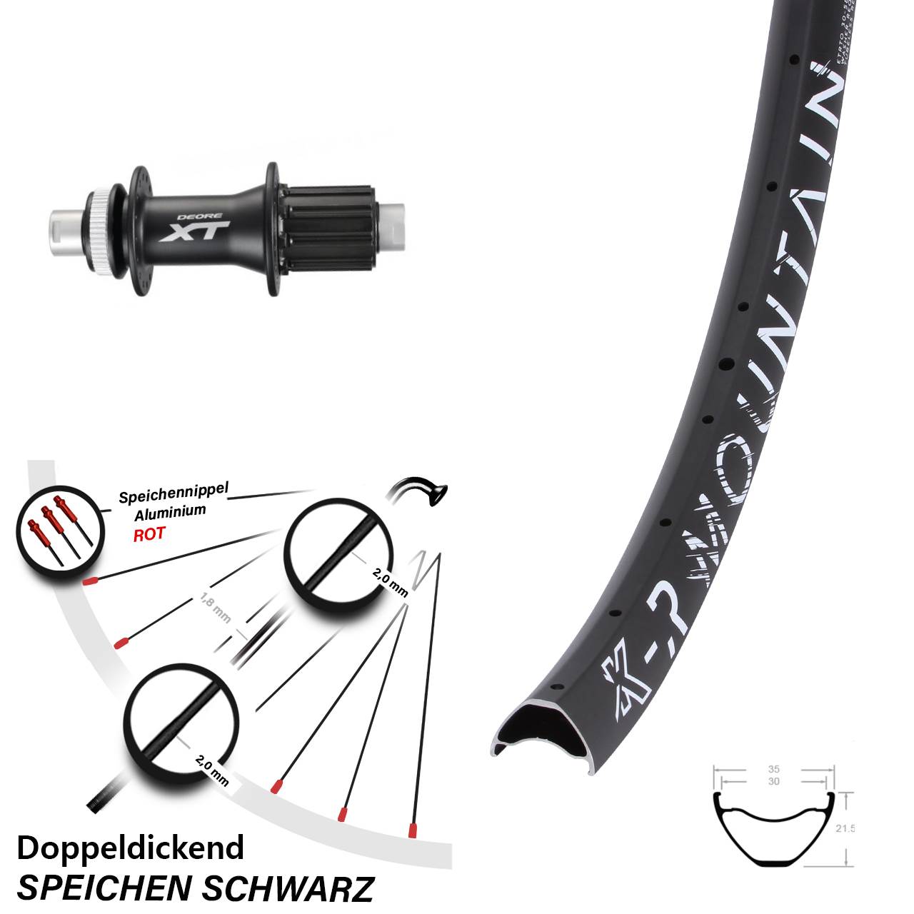 KX-R Mountain Shimano FH-M788 27,5 Zoll Hinterrad Centerlock 12x142 8-11 fach