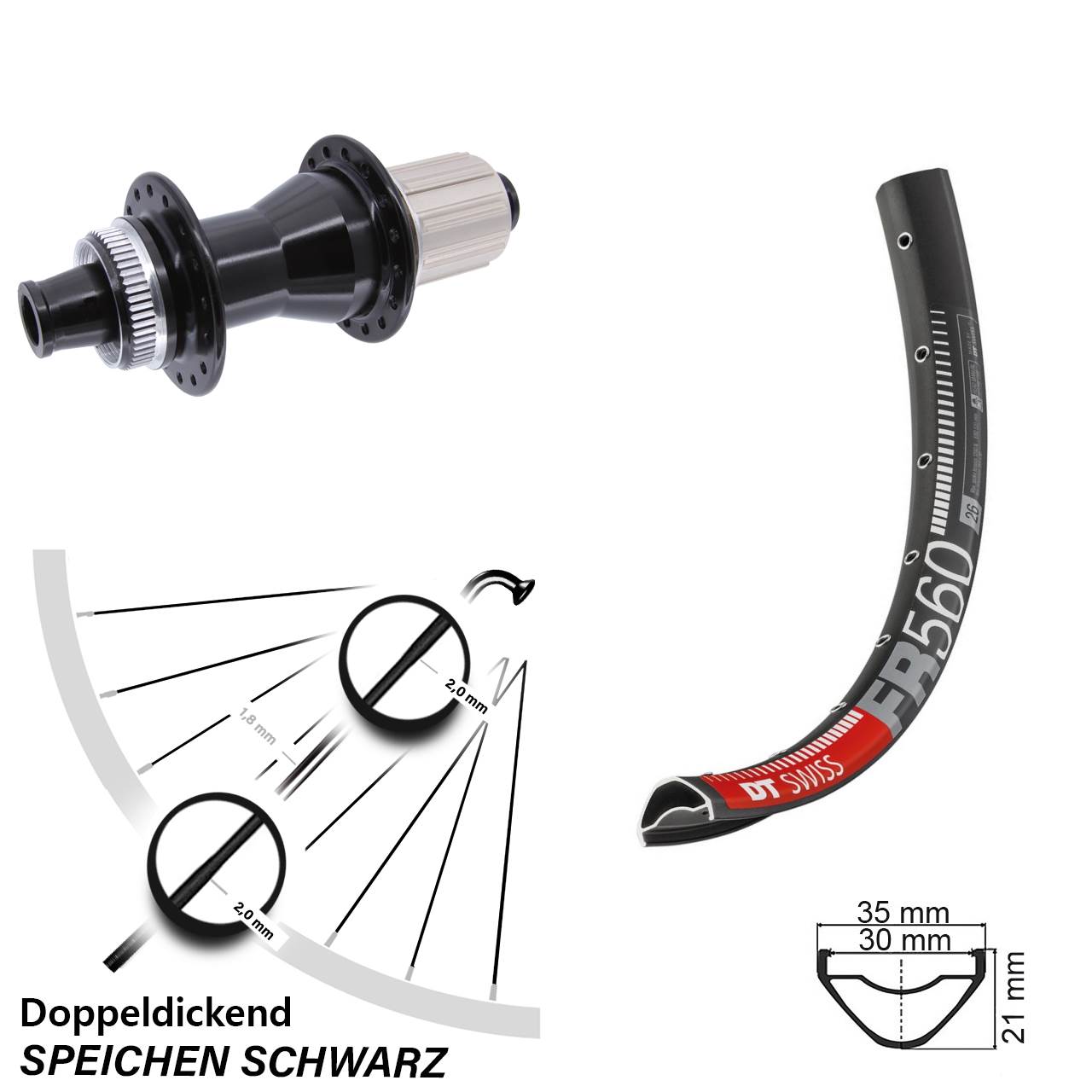 DT Swiss FR560 Novatec CL142 26 Zoll Disc Laufrad 12x142 8-12 fach HG