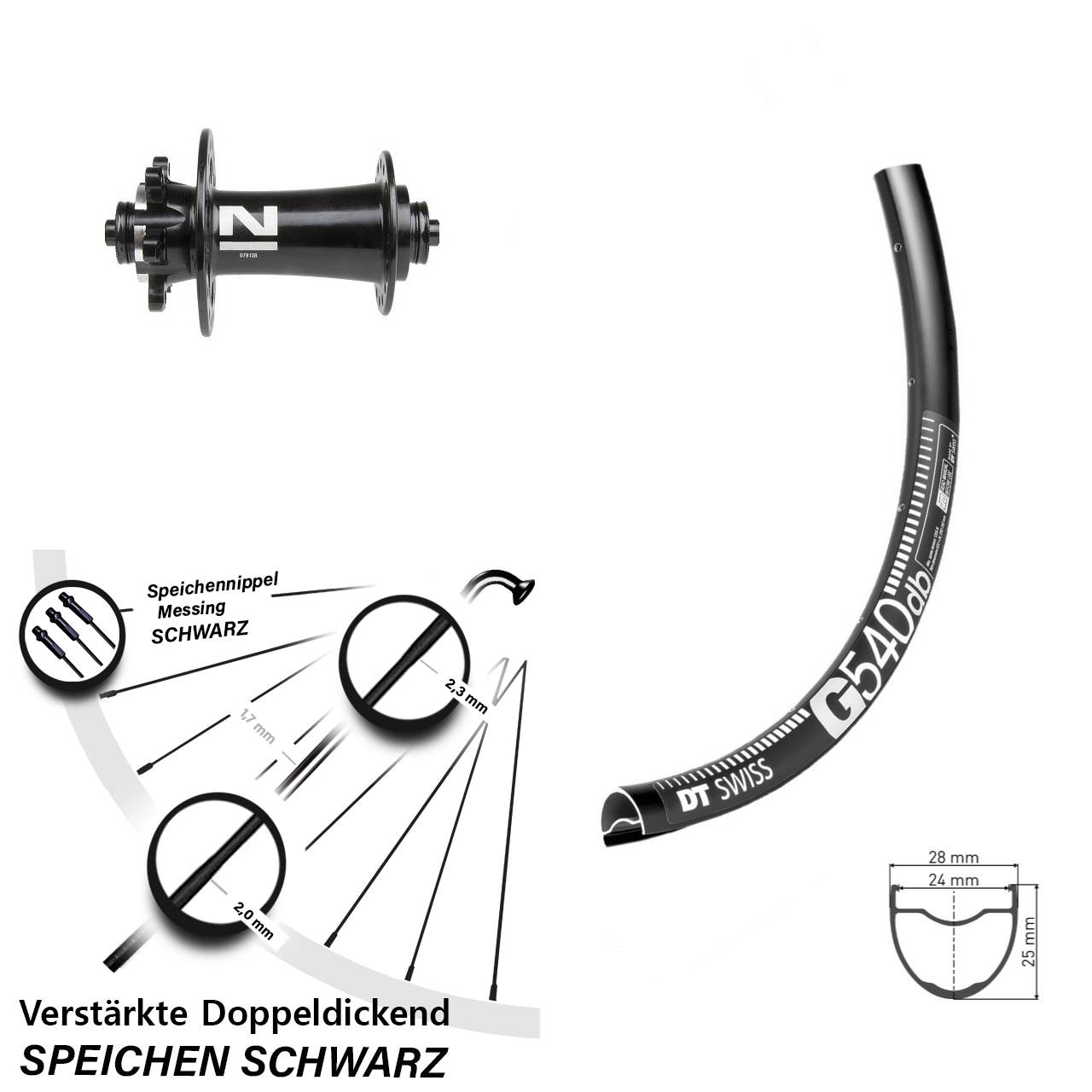 28 Zoll DT Swiss G 540 Novatec D791 Disc Laufrad für Schnellspanner
