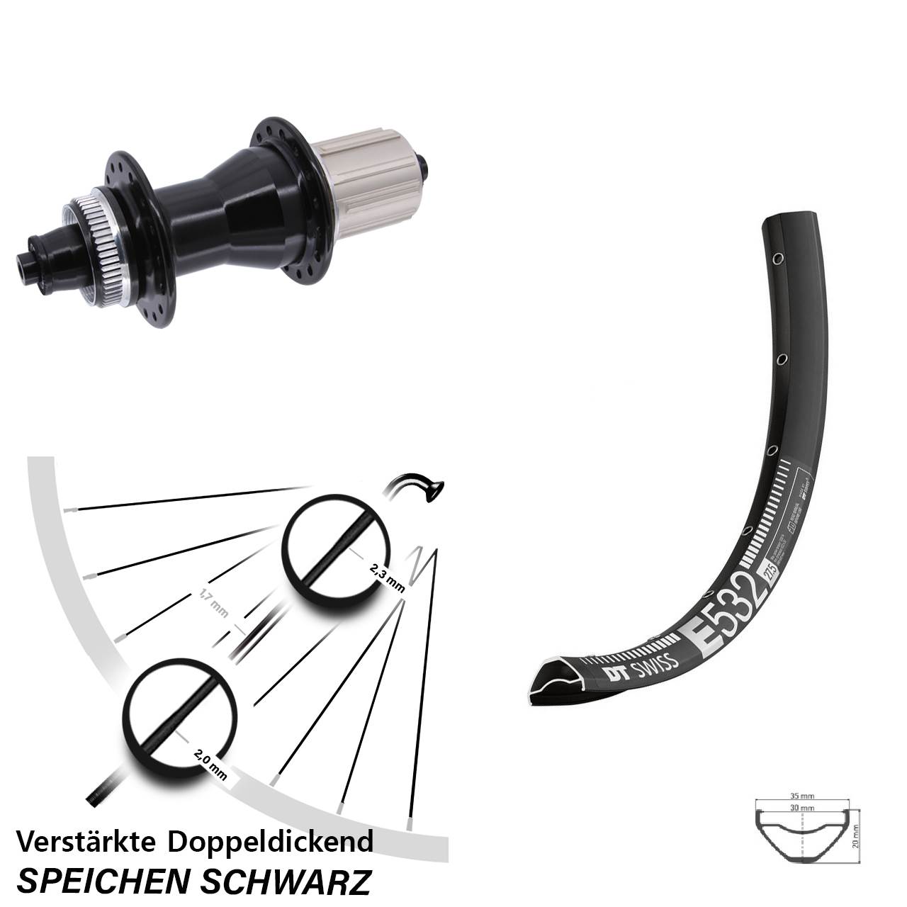 Disc Laufrad QR 27,5 Zoll DT Swiss E 532 Novatec CL-135 8-12 fach