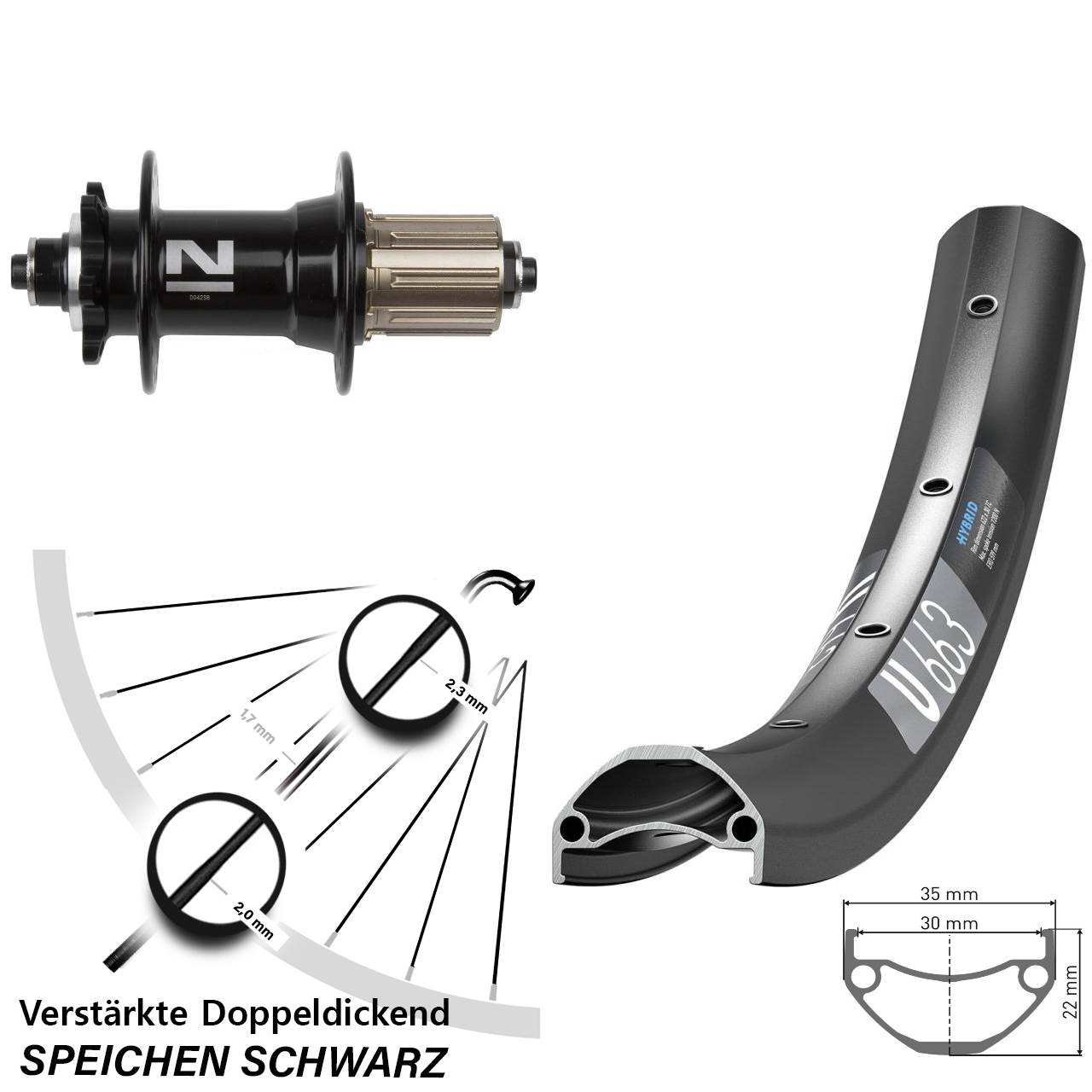 Hinterrad 6-Loch 27,5 Zoll DT Swiss U 663 Novatec D042 8-11 fach HG für Schnellspanner