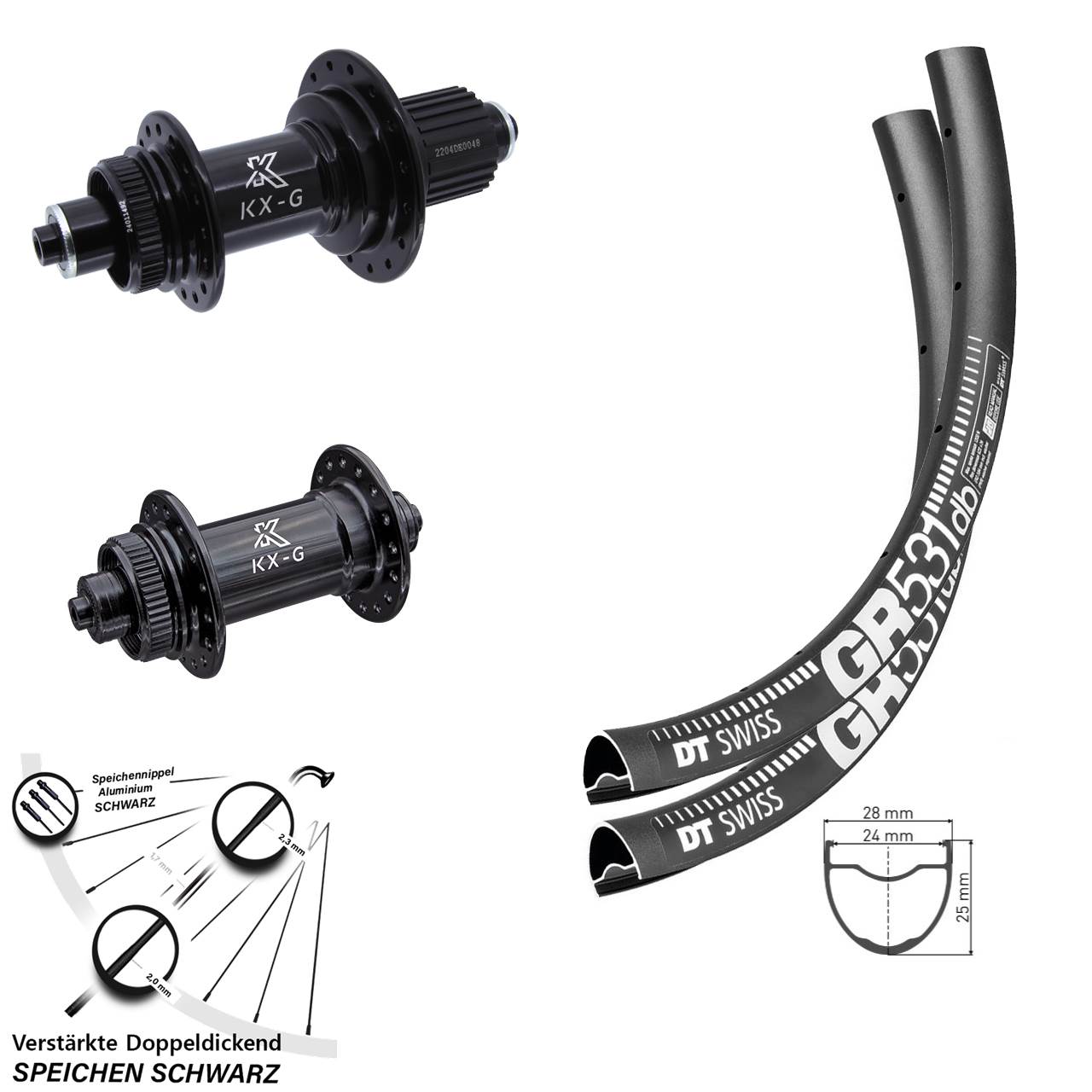 DT Swiss GR531 KX-GS Heavy Duty 29 Zoll Disc Laufrad-Satz QR Shimano Micro Spline