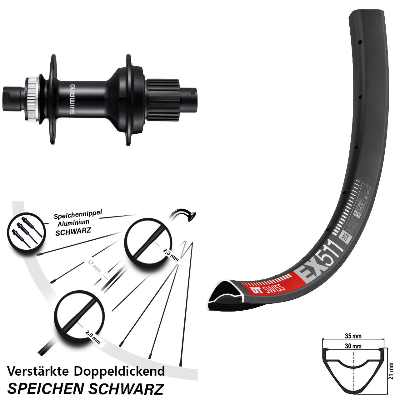 Disc Hinterrad 29 Zoll DT Swiss EX511 Shimano FH-MT510B Micro Spline 12x148