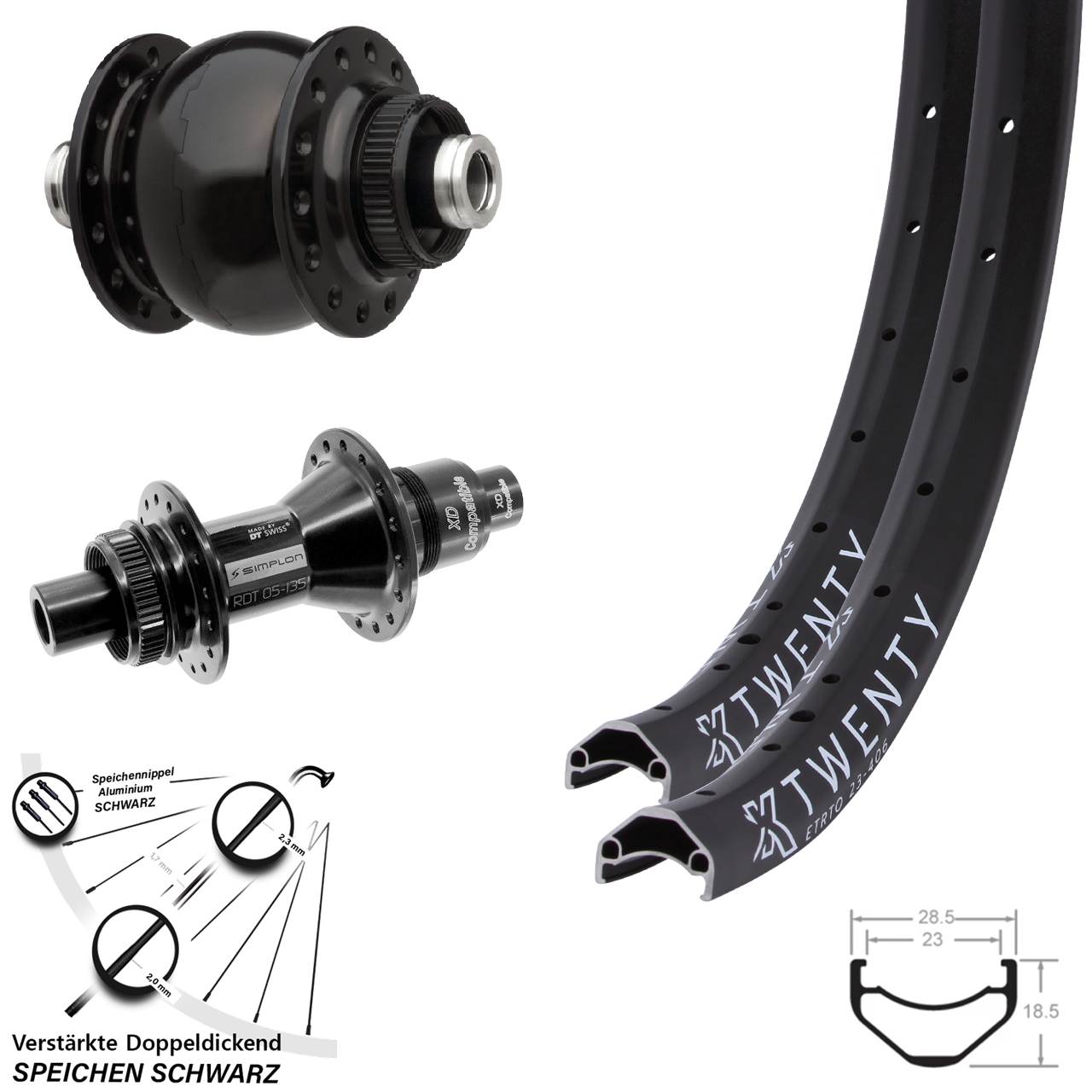 KX Twenty DT Swiss 370 SON delux 20 Zoll Centerlock Laufradsatz 12x100/142 SRAM XD