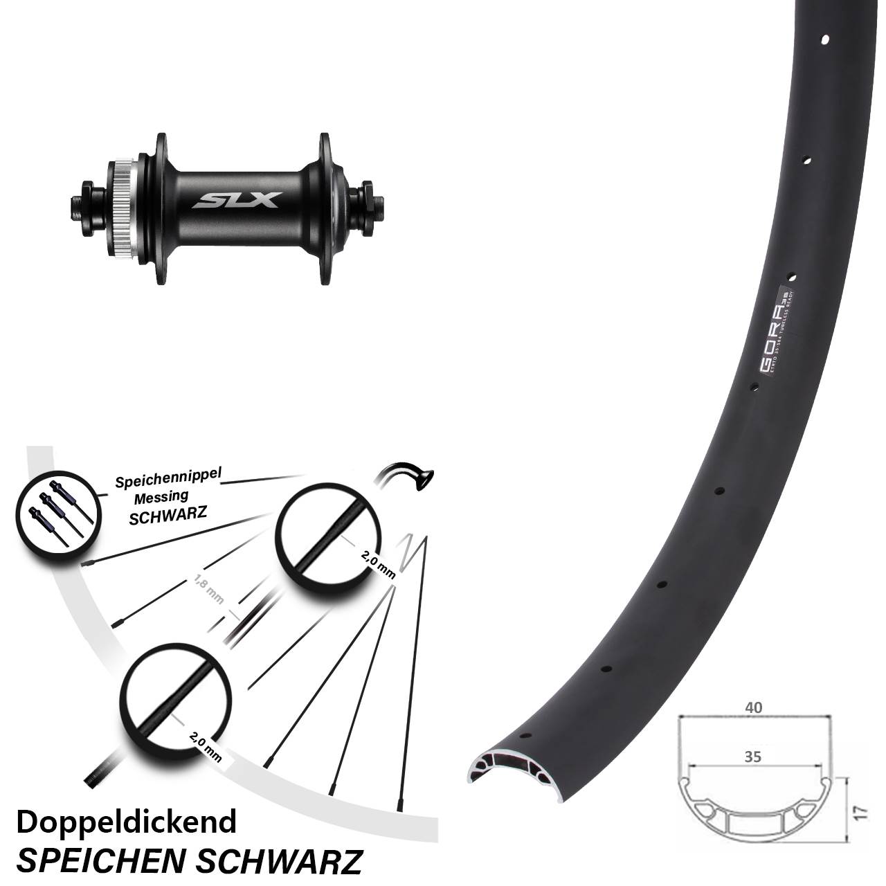 Disc Laufrad 27,5 Zoll Gora 35 Shimano HB-M675 QR