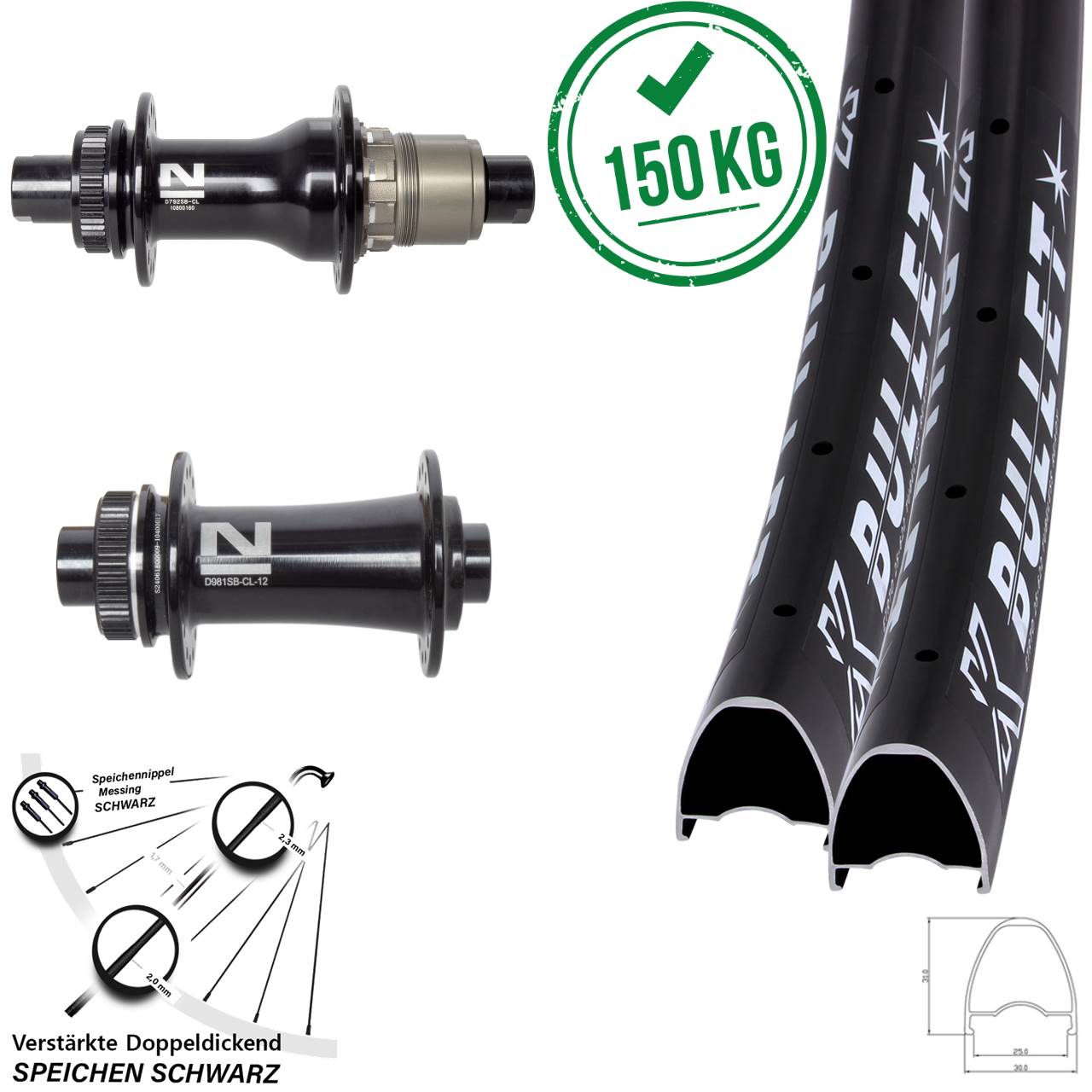 KX Bullet Novatec D792 D981 28-29 Zoll Laufradsatz Centerlock 12x100/142 XDR 11-12 fach