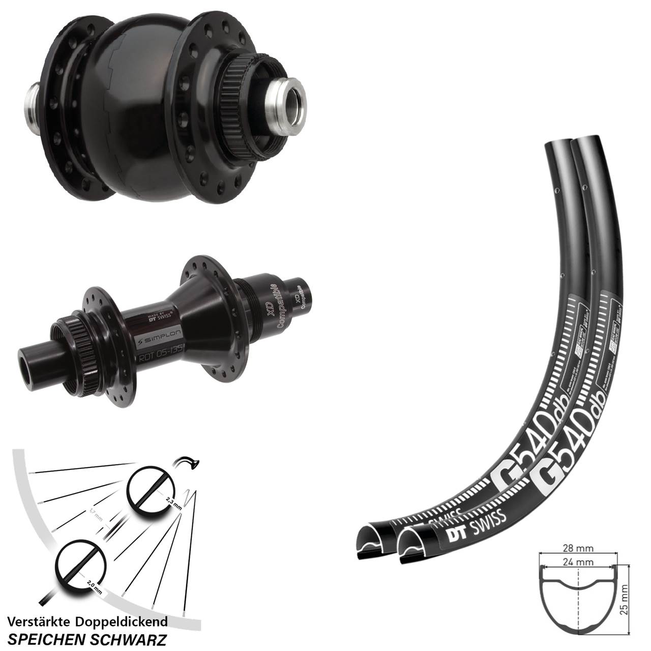 650B DT Swiss G 540-370 SON 28 Disc Laufrad-Satz 12x100/142 XD