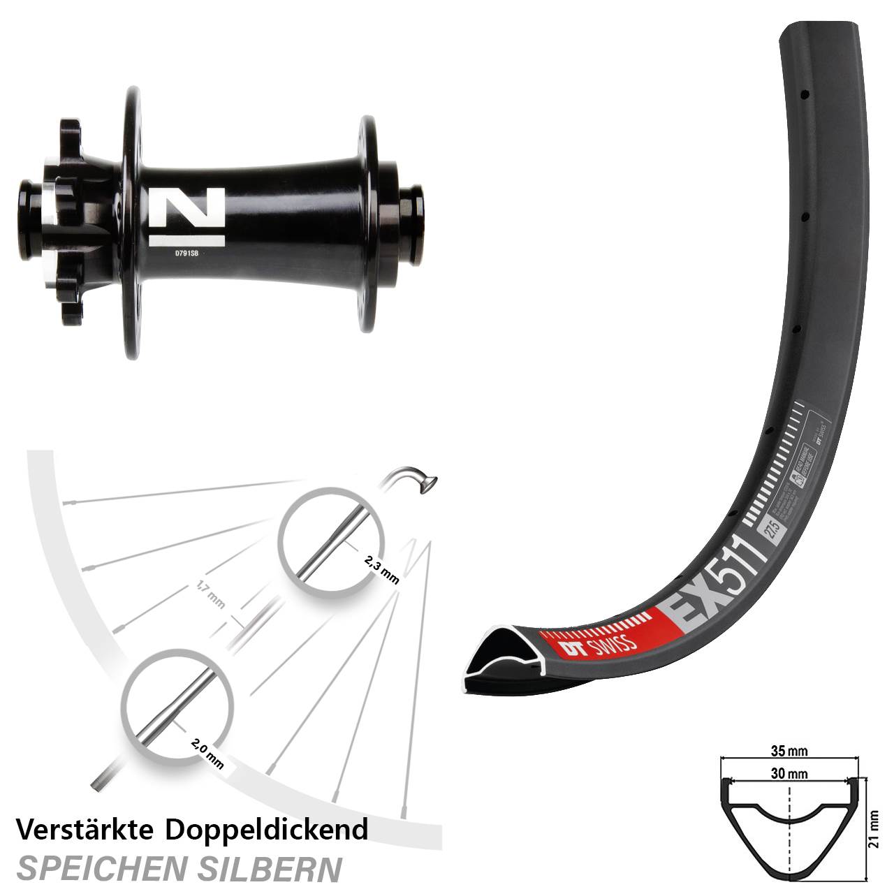 DT Swiss EX 511 Novatec D791 29 Zoll Disc Laufrad 15x100