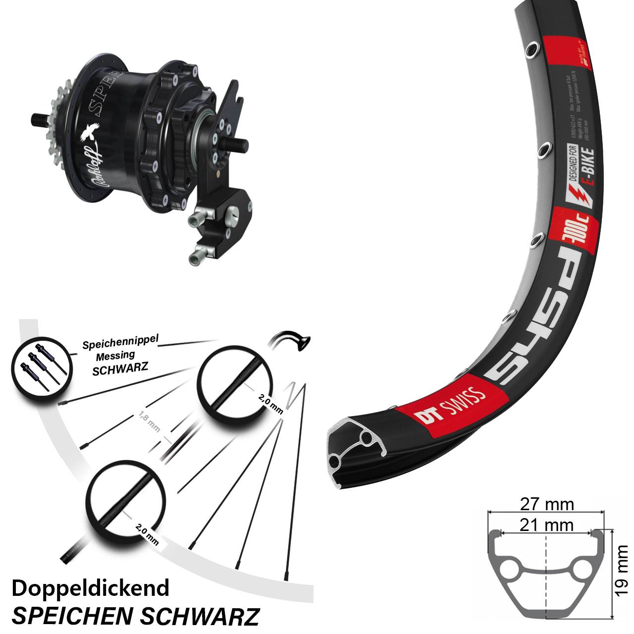 26 Zoll Laufrad DT Swiss 545D Disc Rohloff Speedhub 500/14 TS DB OEM2 Tandem schwarz