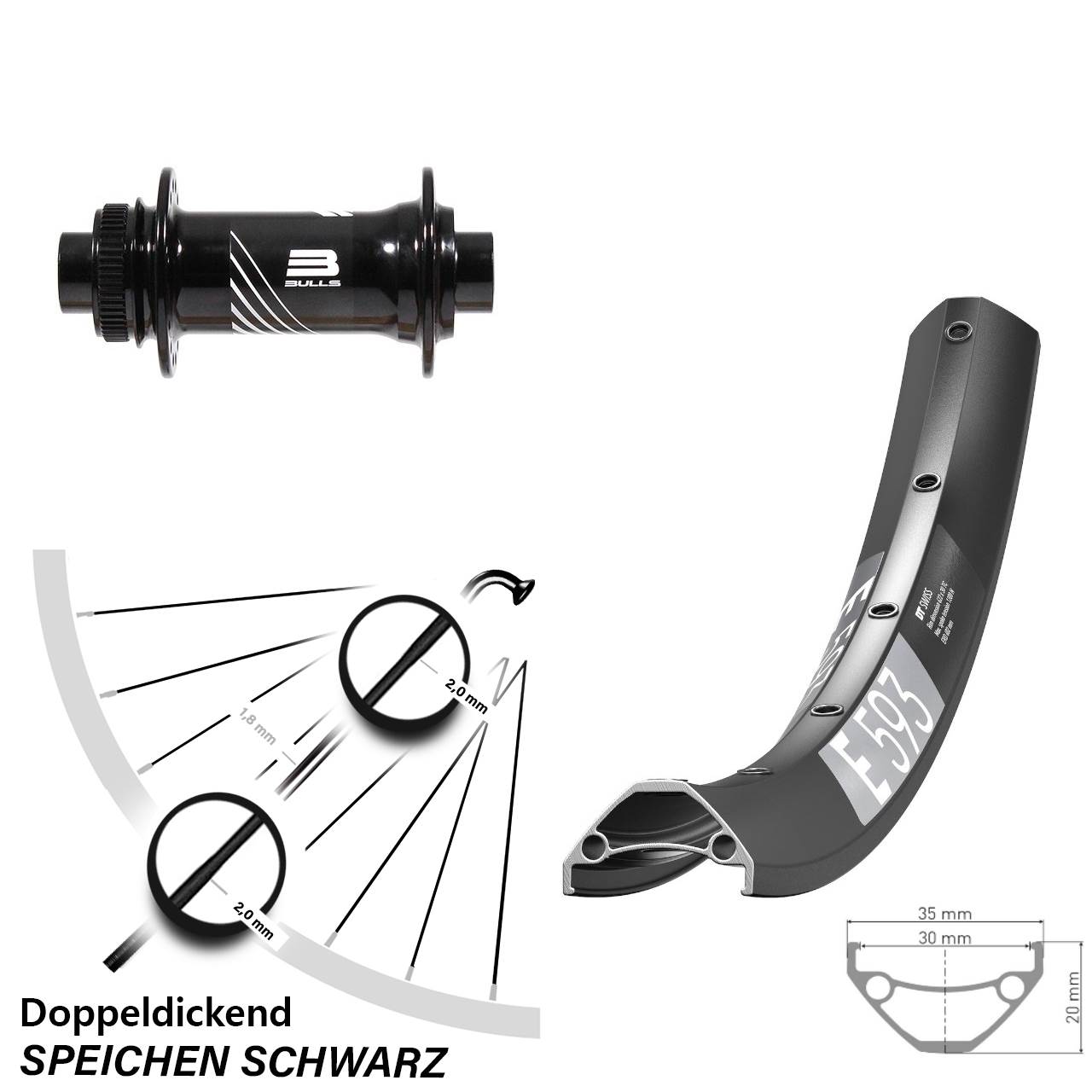 DT Swiss E 593 Formula CL-811 29 Zoll Centerlock Vorderrad 15x110 Boost