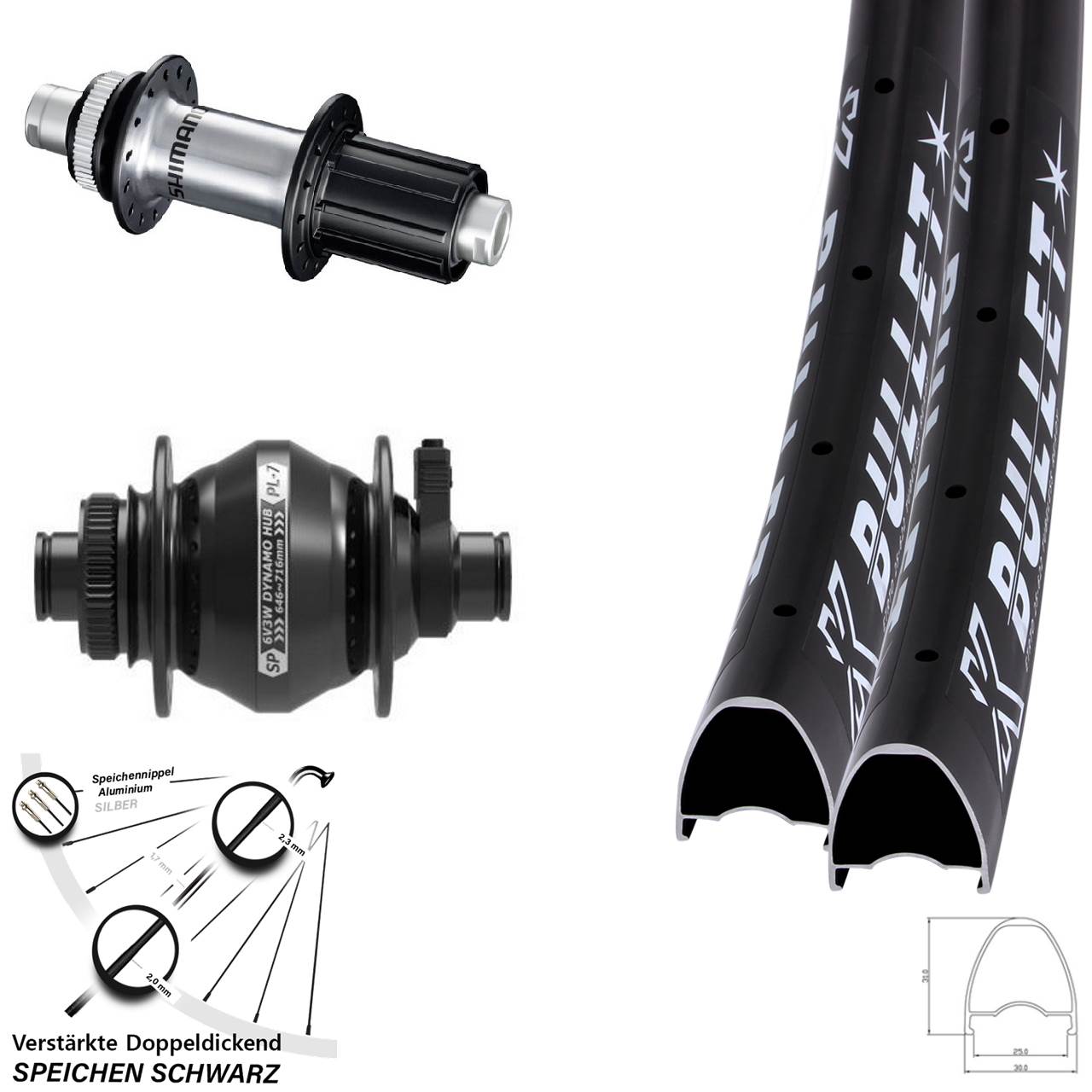 29 Zoll KX Bullet OS Shimano GRX Shutter PL-7 Disc Laufradsatz 12x100/142 8-12 fach HG