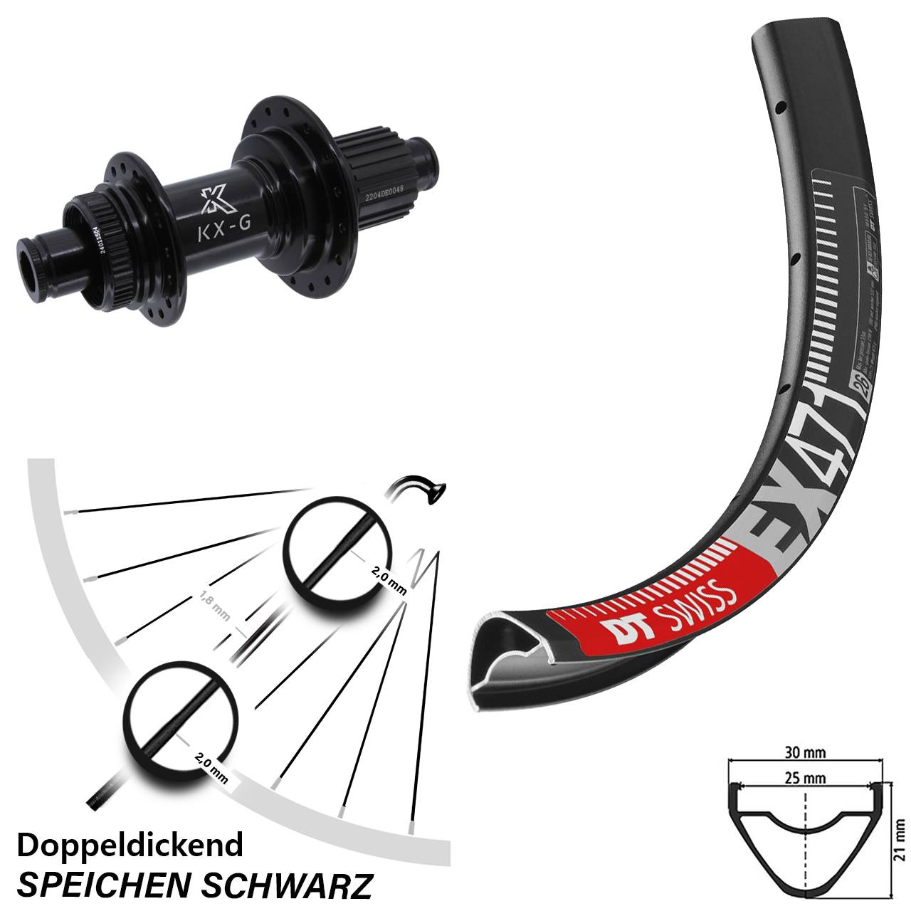 27,5 Zoll Hinterrad DT Swiss EX 471 KX-GS Micro Spline 12x142