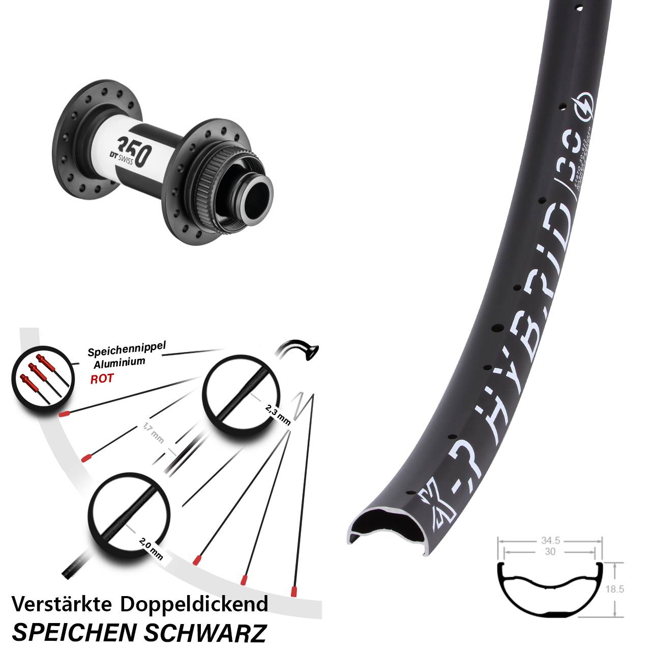 Disc Laufrad 29 Zoll KX-R Hybrid 30 DT Swiss 350 15x100