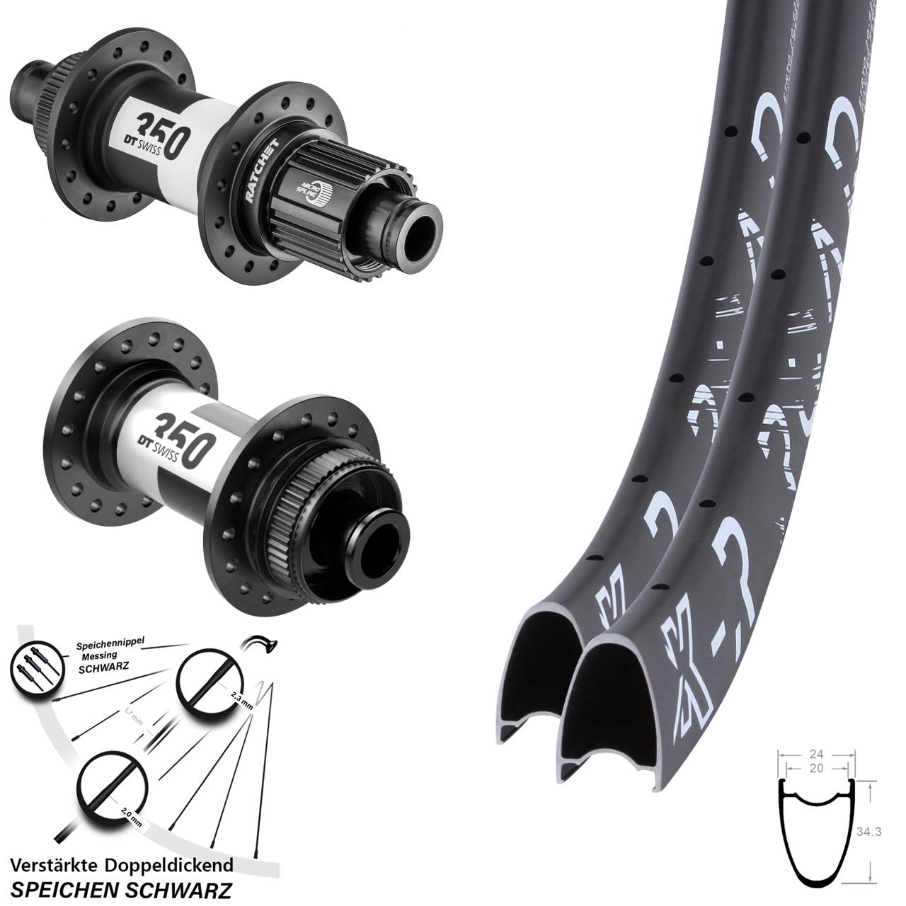 28 Zoll KX-R Road DT Swiss 350 Micro Spline Centerlock Laufradsatz 12x100/142