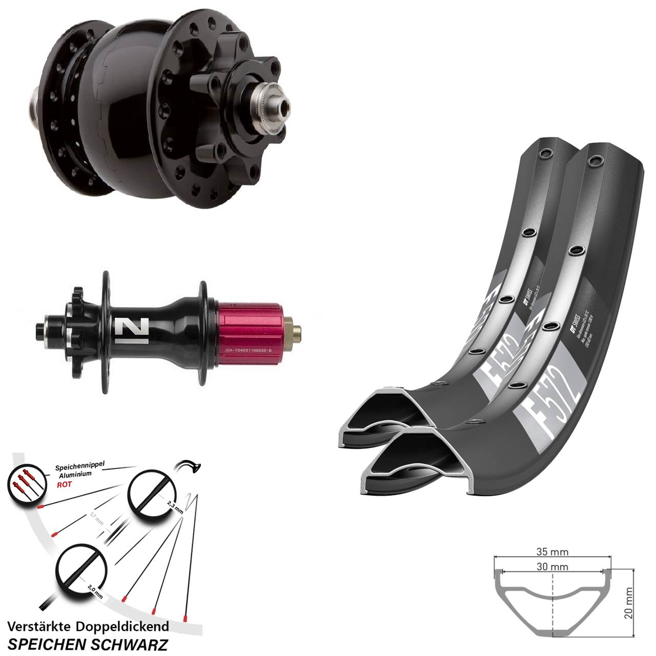 Laufradsatz 6-Loch QR 27,5 Zoll DT Swiss F572 Novatec Superlight SON 28 8-12 fach HG