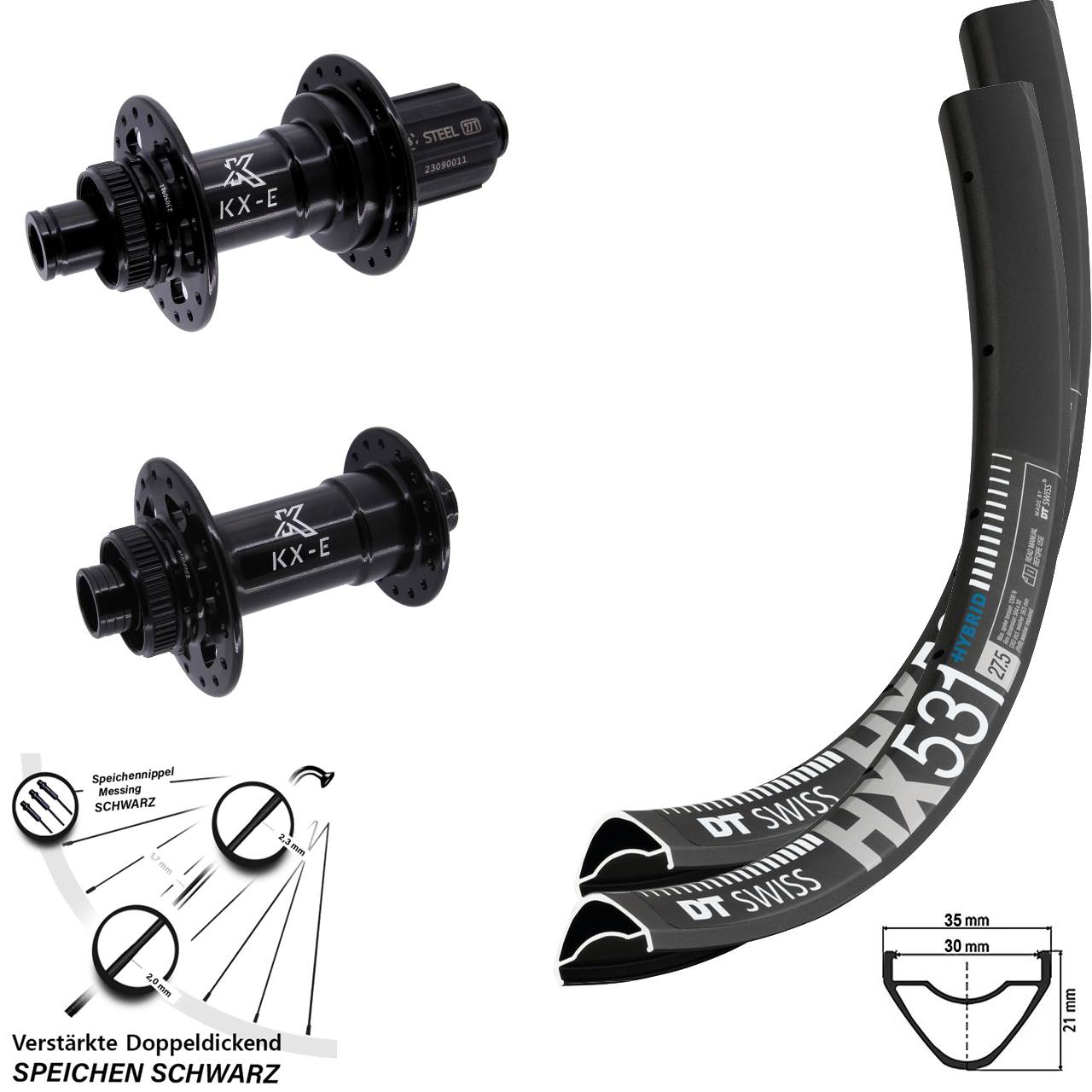 29 Zoll Laufradsatz DT Swiss HX 531 KX-E Heavy Duty 15x110 12x148 8-12 fach