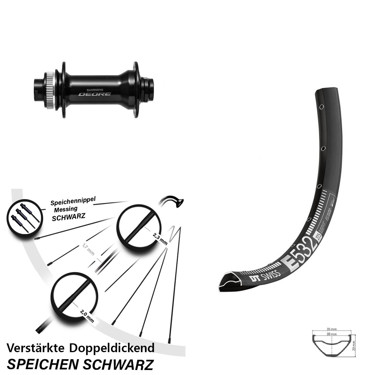 Disc Laufrad 27,5 Zoll DT Swiss E532 Shimano Deore HB-M6010 15x110 Boost
