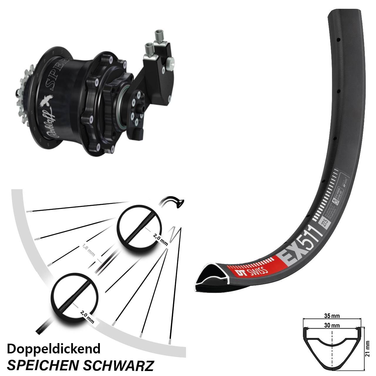 29 Zoll DT Swiss EX 511 Rohloff CC DB OEM Tandem