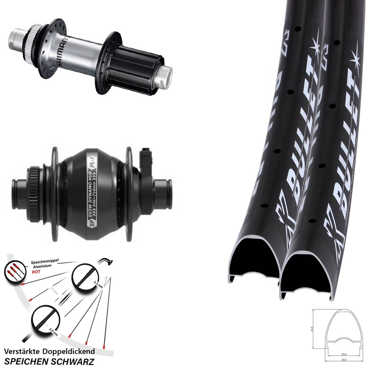 29 Zoll KX Bullet OS Shimano GRX Shutter PL-7 Disc Laufradsatz 12x100/142 8-12 fach HG