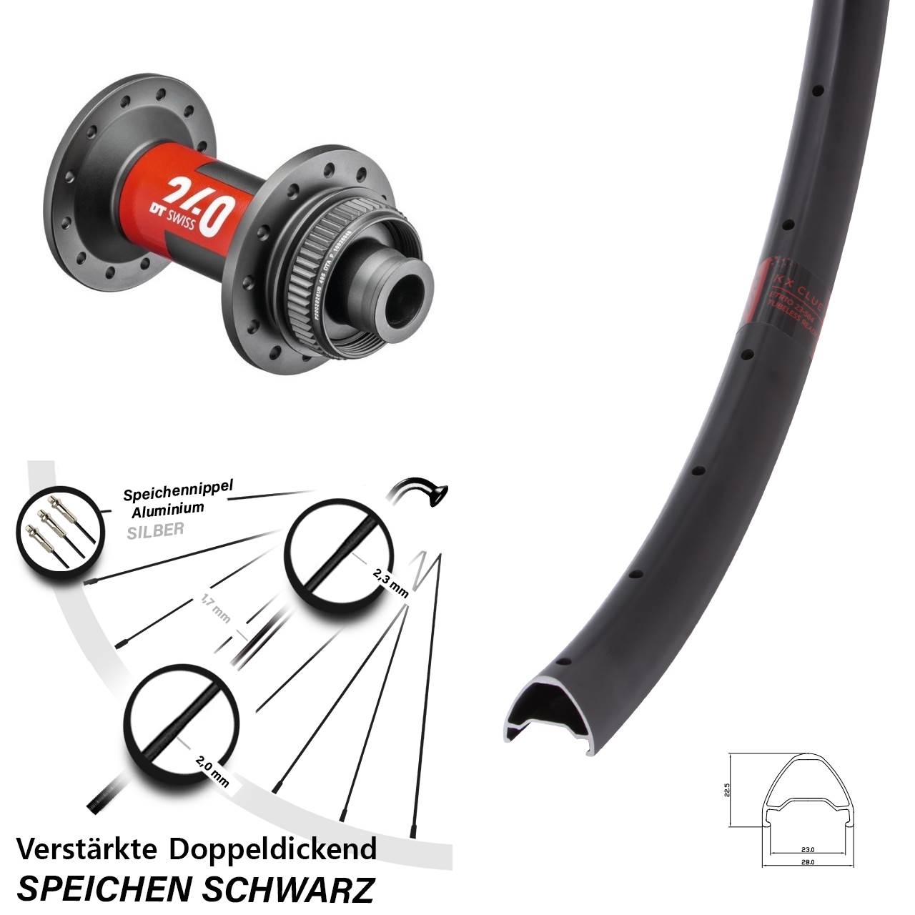 KX Clue DT Swiss 240 28 Zoll Centerlock Vorderrad 12x100