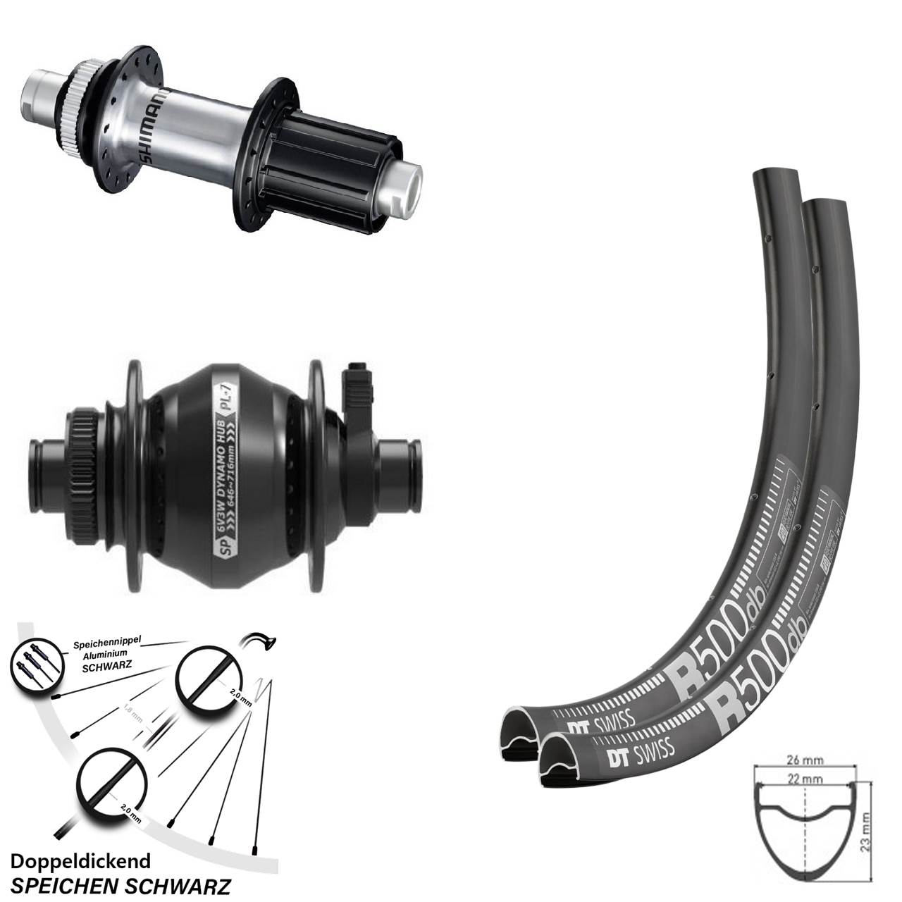 DT Swiss R500 SP PL-7 Shimano FH-RS770 29 Zoll Laufradsatz 12x100/142 8-12 fach