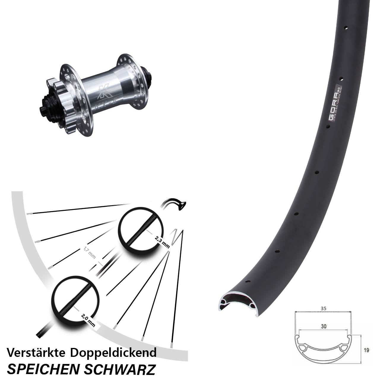 Gora 30 KX-E 26 Zoll Vorderrad 6-Loch QR