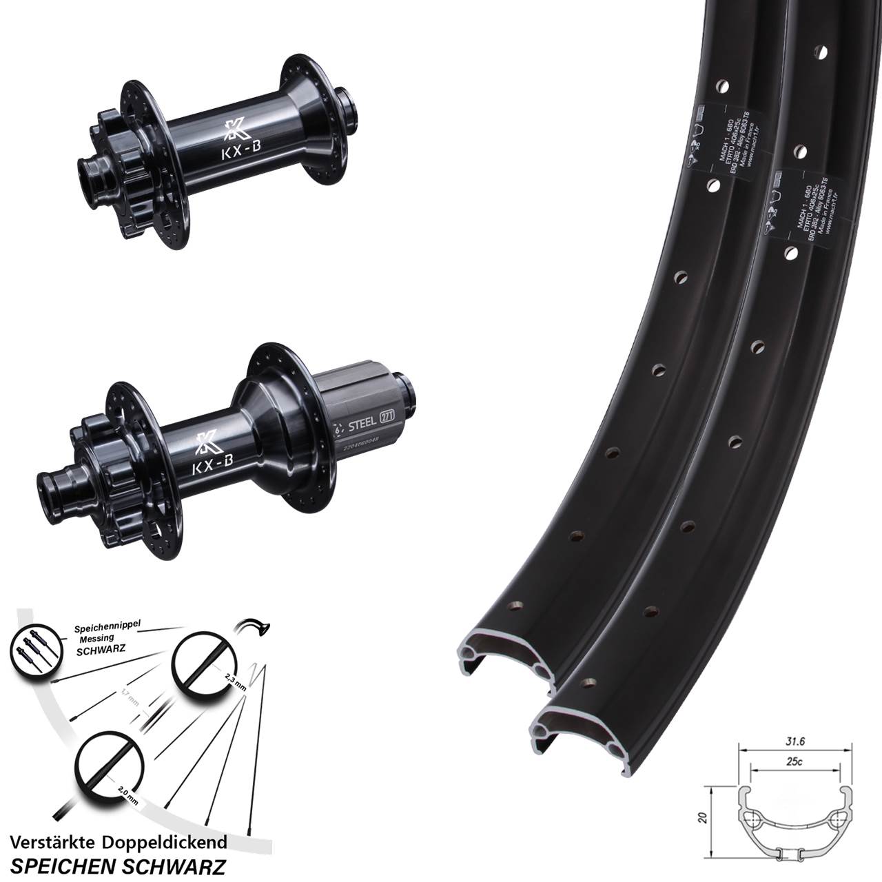 Disc Laufradsatz 15x110 12x148 20 Zoll Mach1 Kargo KX-BS 8-12 fach HG