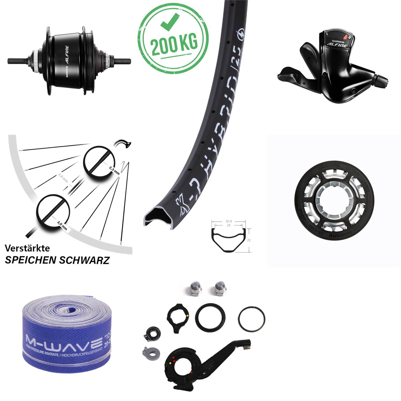 26 Zoll Hinterrad KX-R Hybrid 25 Shimano Alfine 8-Gang heavy Duty