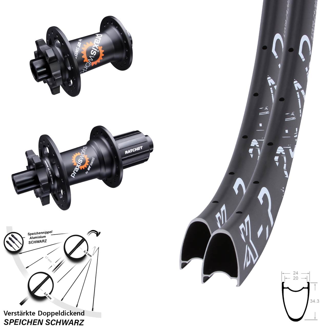 Laufradsatz 6-Loch 28 Zoll KX-R Road DT Swiss 350 8-11 fach HG 12x100/142