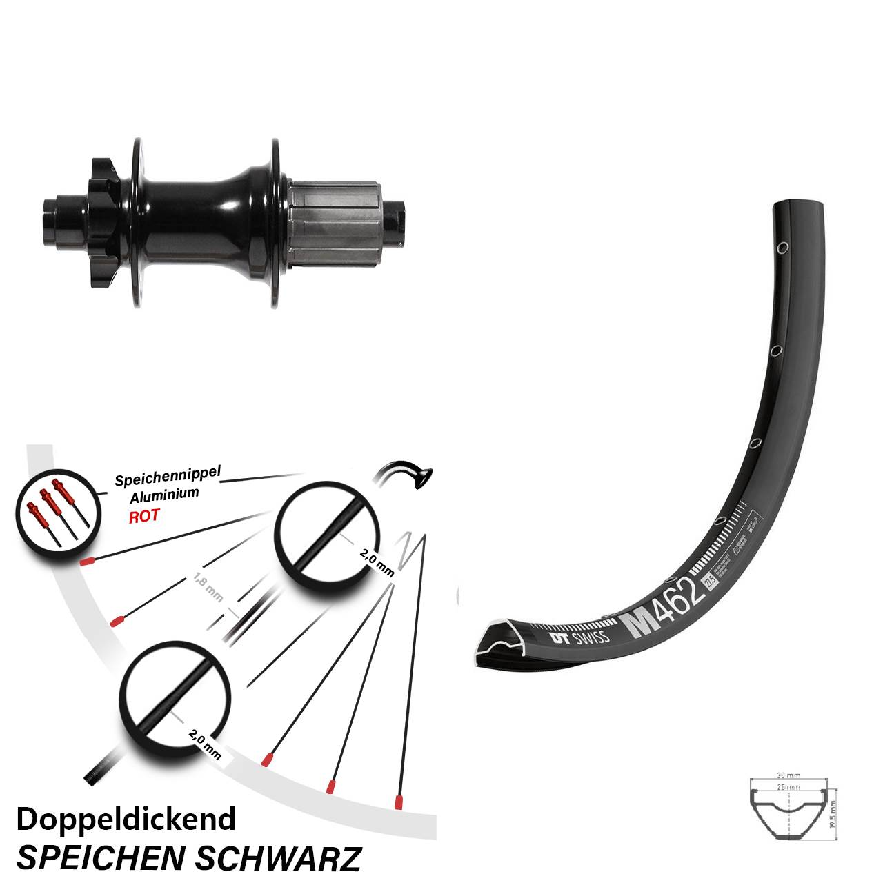 29 Zoll Hinterrad DT Swiss M 462 mit Formula DHG-142 Steckachse