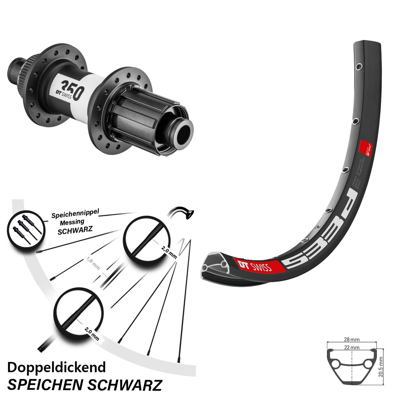 Centerlock Hinterrad 28 Zoll DT Swiss 533d DT Swiss 350 8-11 fach HG 12x148 Boost