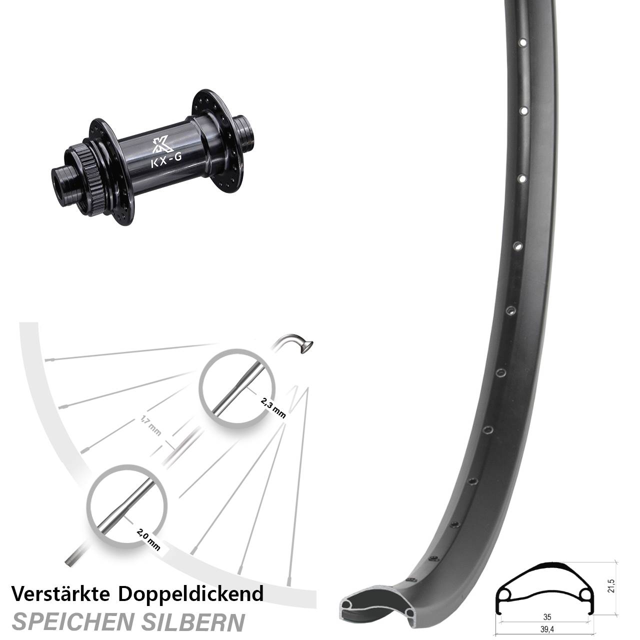 29 Zoll Ambrosio E35 KX-G Vorderrad Centerlock 12x100