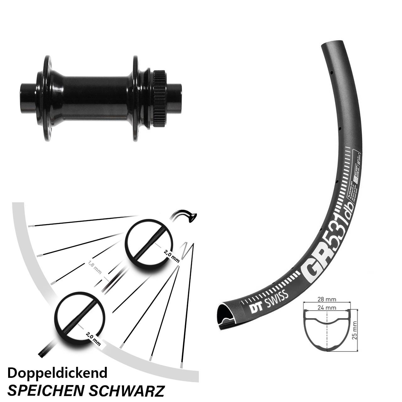 Formula CL-712 DT Swiss GR 531 DB Disc Gravel-Vorderrad 28 Zoll