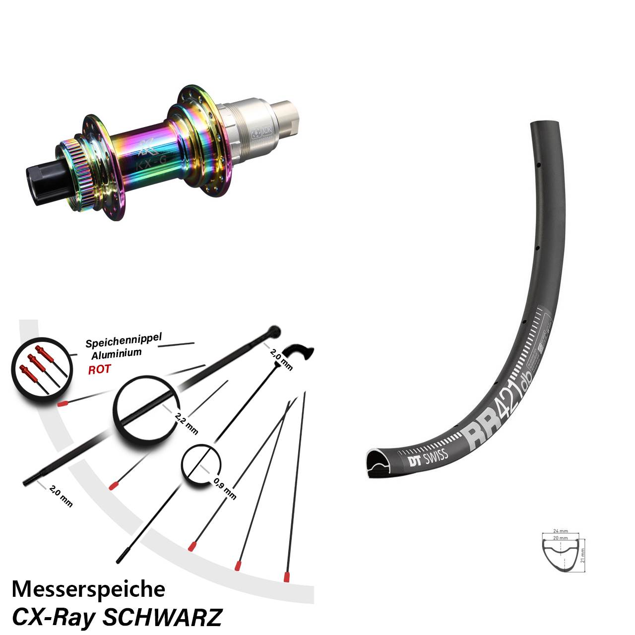 Hinterrad Centerlock 28 Zoll DT Swiss RR421 KX-G Oilslick XDR 12x142 CX-Ray