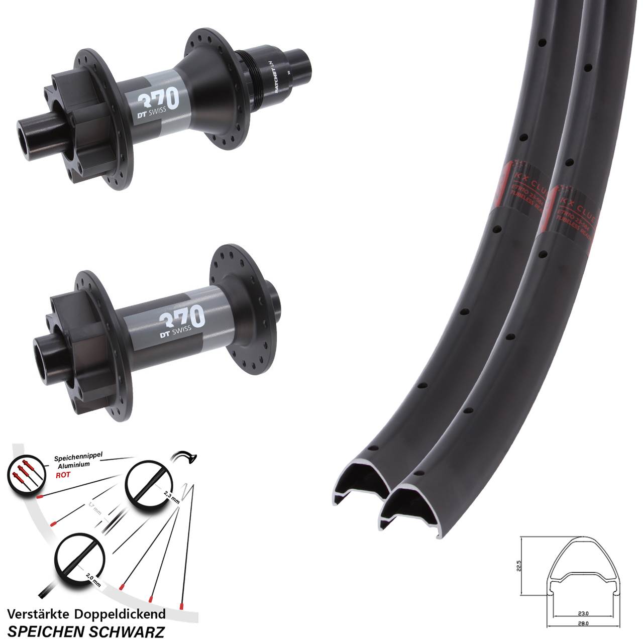Disc Laufrad-Satz 28-29 Zoll KX Clue DT Swiss 370 XD 11-12 fach 15x110 12x148