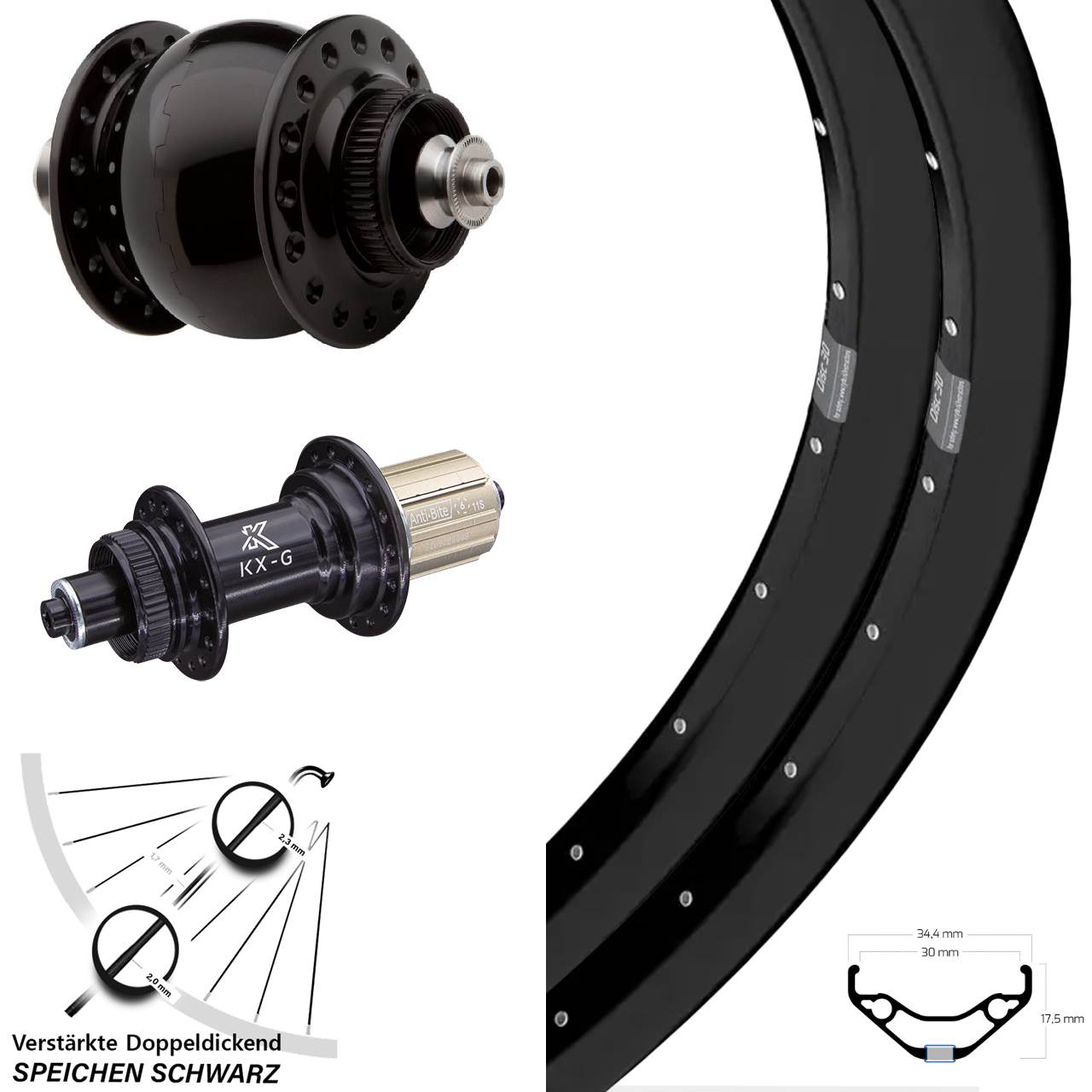Laufrad-Satz QR 29 Zoll Ryde Disc 30 KX-G SON 28 8-12 fach
