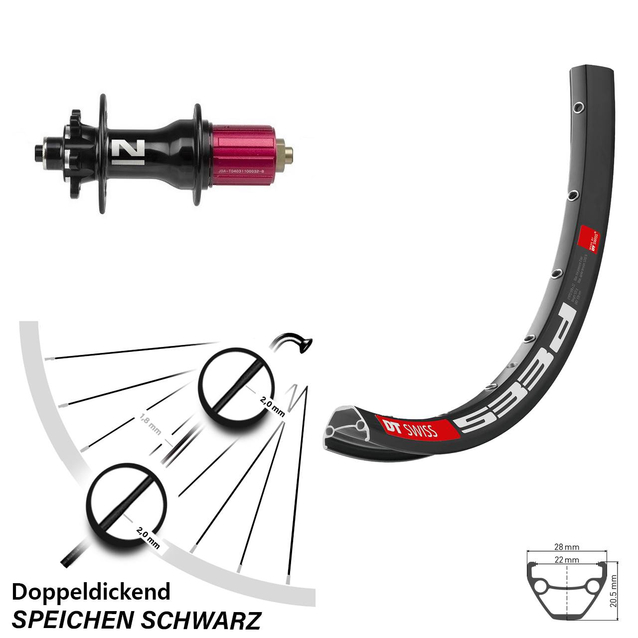 26 Zoll DT Swiss 533d Novatec D792 Disc Laufrad für Schnellspanner 8-12 fach HG