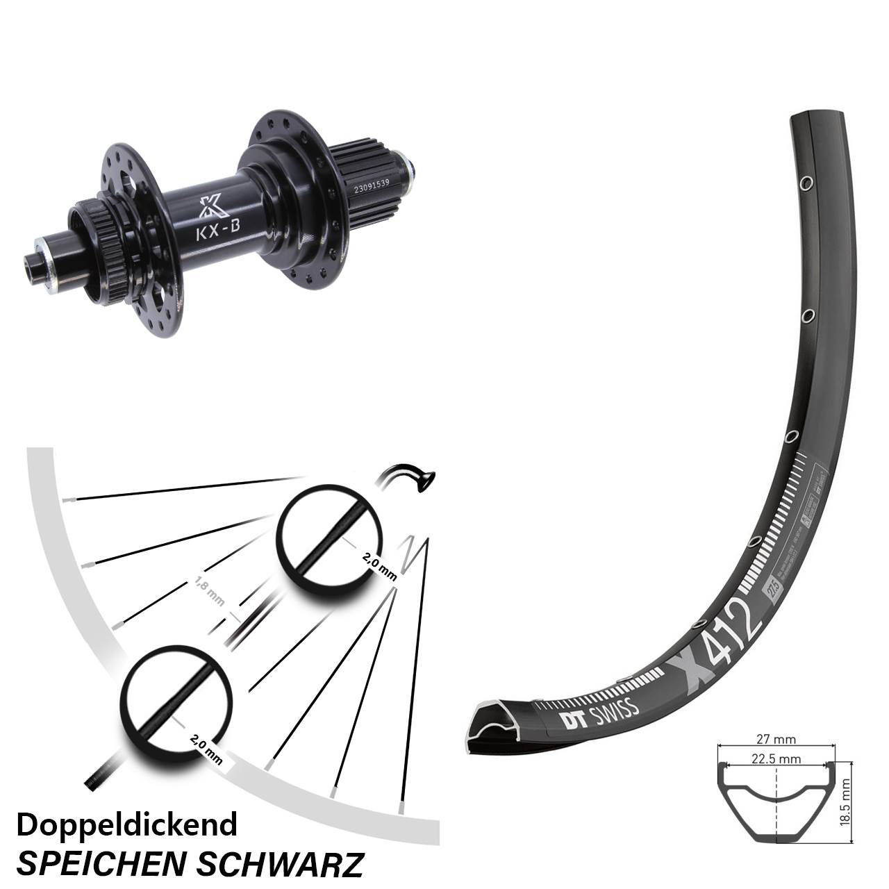 29 Zoll Hinterrad Centerlock DT Swiss X 412 KX-B Shimano Micro Spline QR Boost