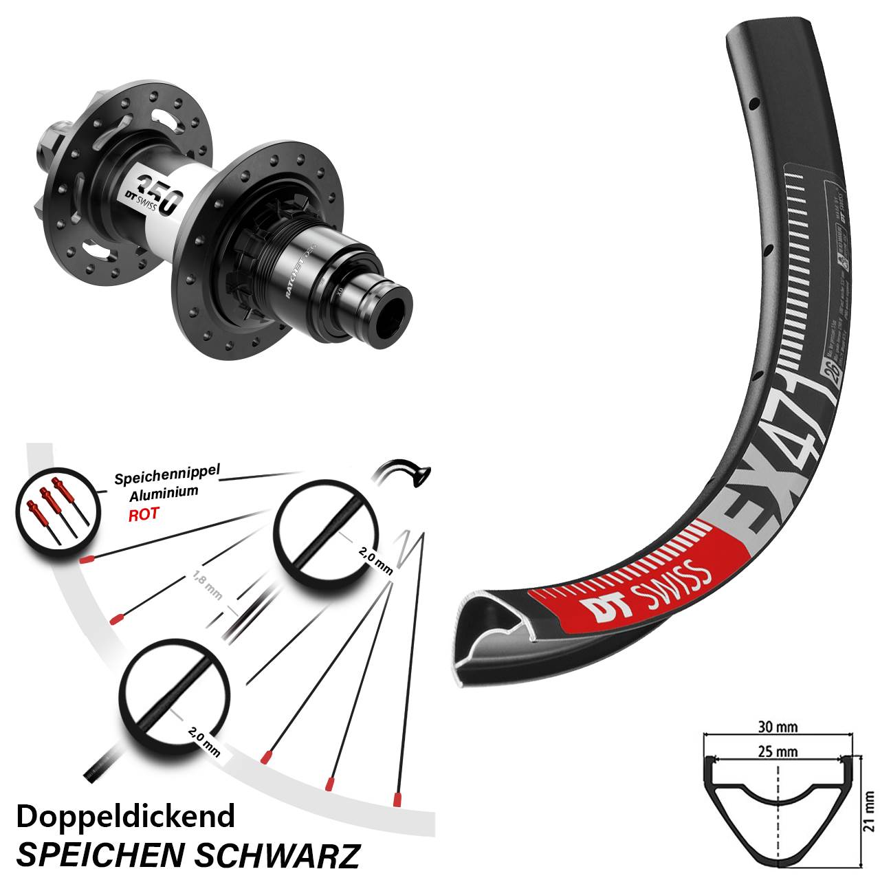 Disc Hinterrad 12x148 27,5 Zoll DT Swiss EX 471-350 DEG72 XD