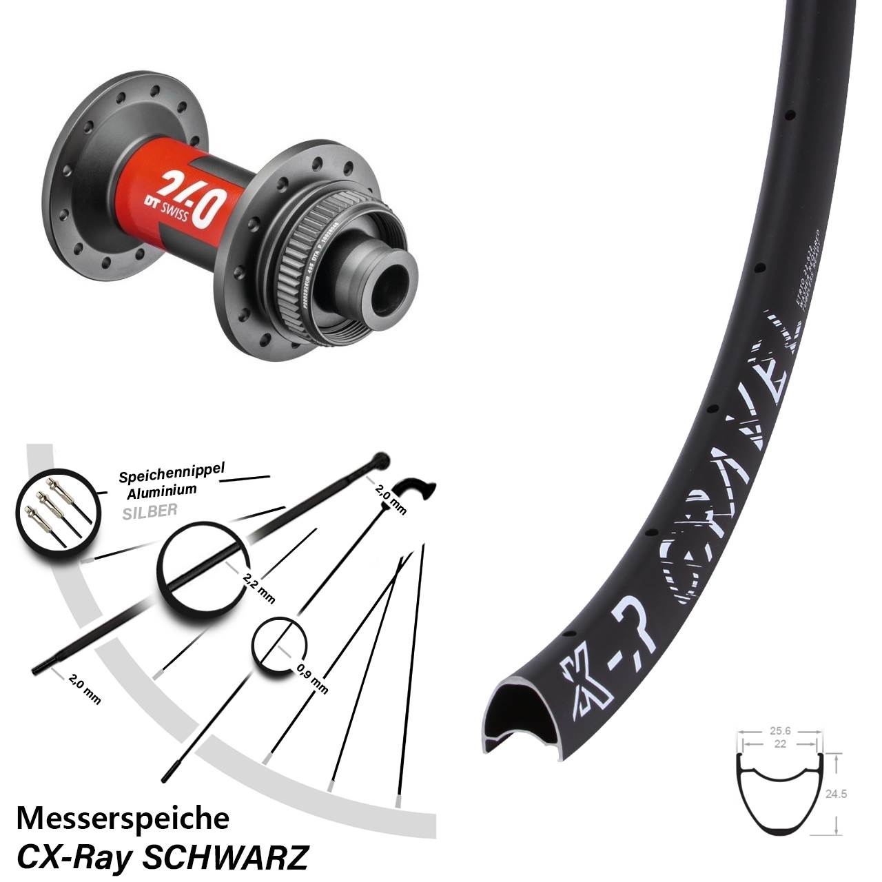 KX-R Gravel DT Swiss 240 Road 29 Zoll Vorderrad Centerlock 12x100 CX-Ray