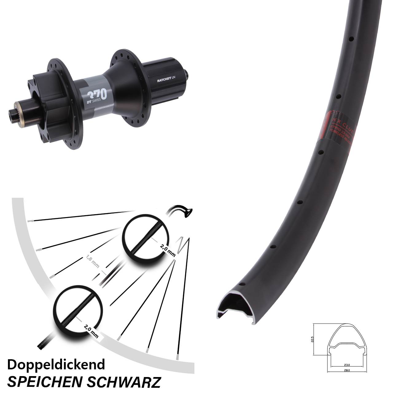 KX Clue DT Swiss 370 29 Zoll Disc Laufrad QR 8-11 fach