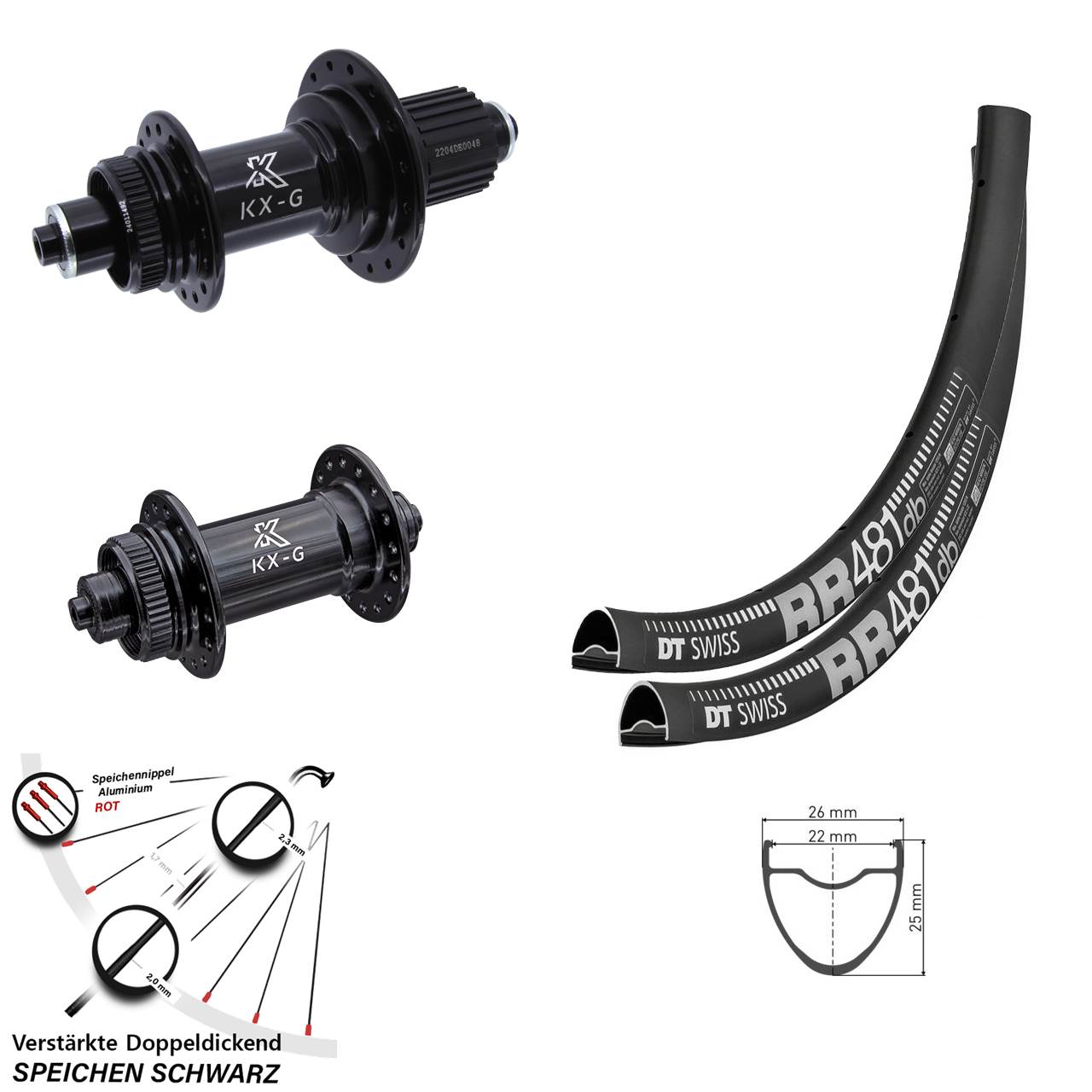 Laufradsatz Disc QR 28 Zoll DT Swiss RR481 KX-GS Heavy Duty Shimano Micro Spline