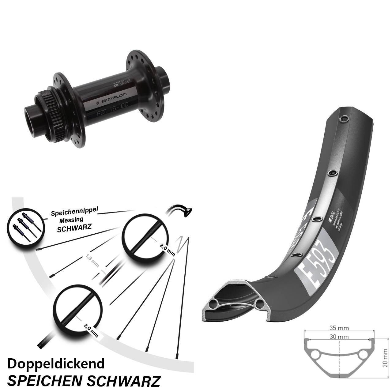 Centerlock Vorderrad 15x100 650B DT Swiss E593-370