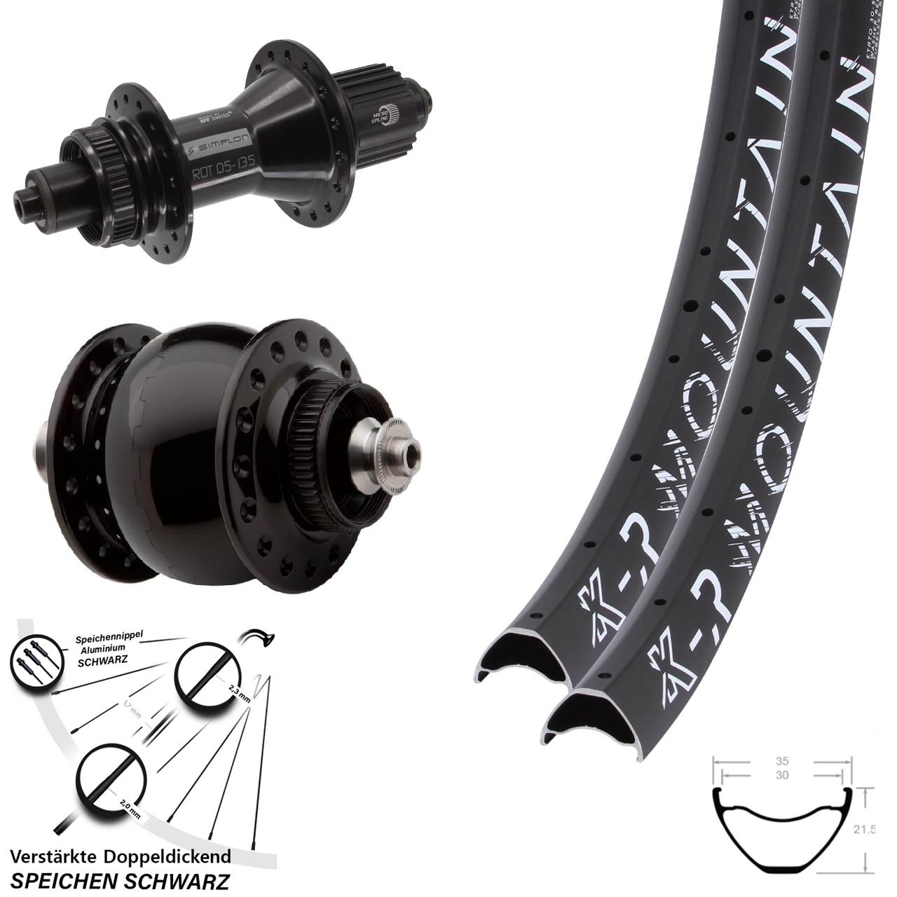 KX-R Mountain DT Swiss 370 Hybrid SONdelux 27,5 Zoll CL Laufradsatz QR Micro Spline
