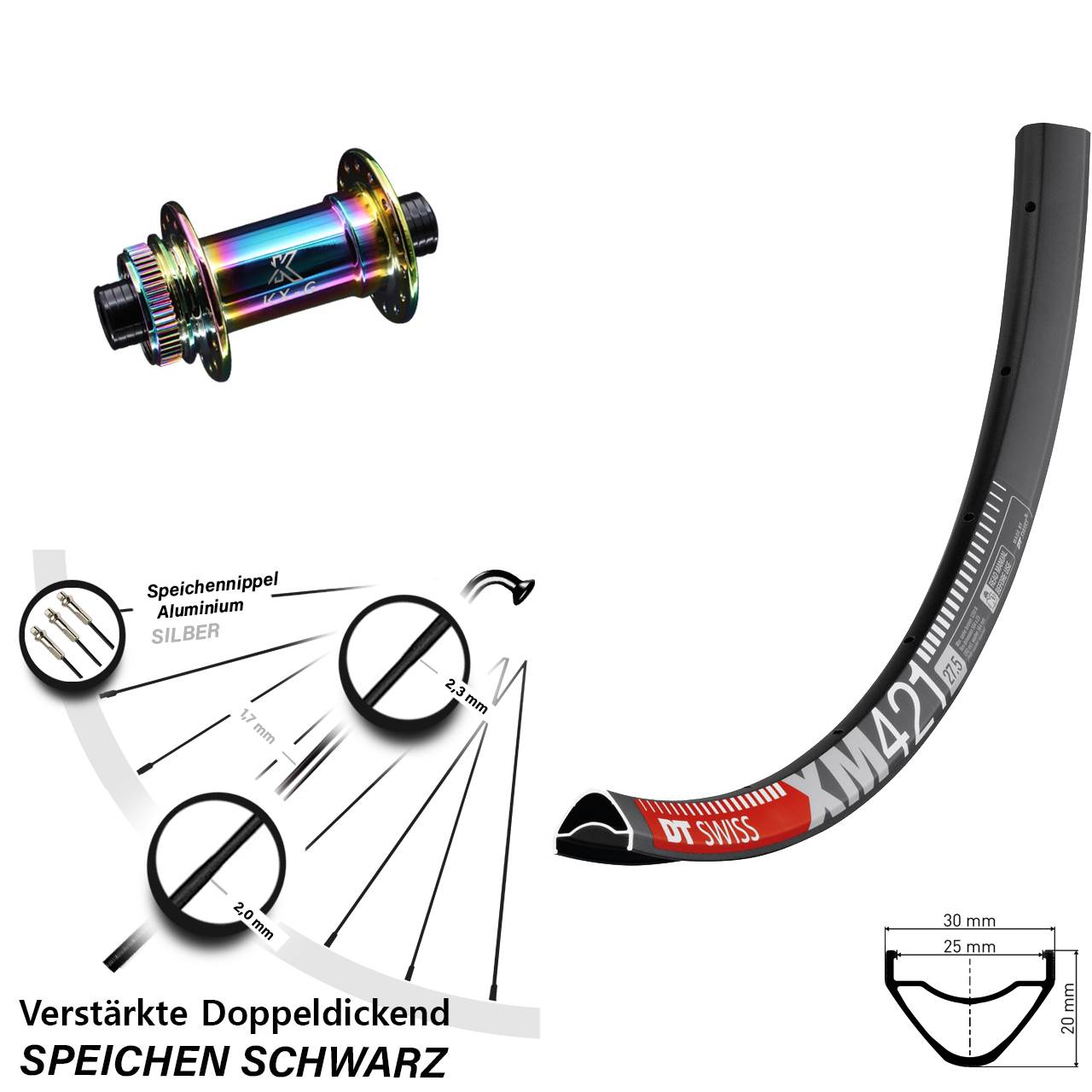 DT Swiss XM421 KX-G Oilslick 650B Disc Laufrad 12x100