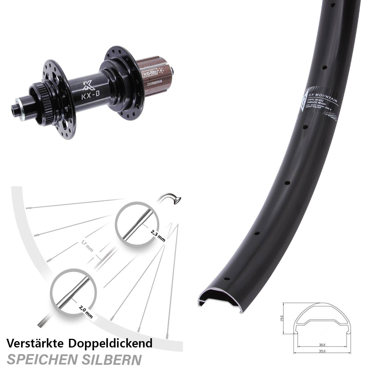 KX-B Mountain TR 29 Zoll Disc Laufrad für Schnellspanner Boost 8-12 fach