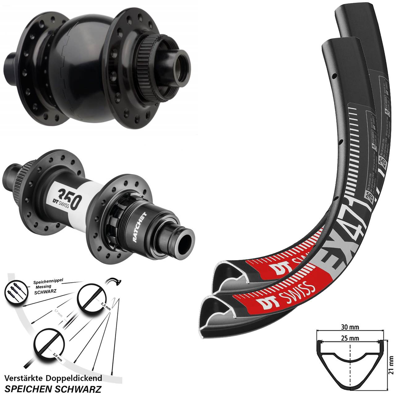 29 Zoll Laufradsatz EX 471 DT Swiss 350 SON 28 XD 11-12 fach 15x110 12x148 Boost